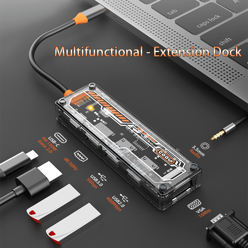 Usb C Docking Hub - Hub USB-C 6-en-1 pour MacBook Pro/Air,