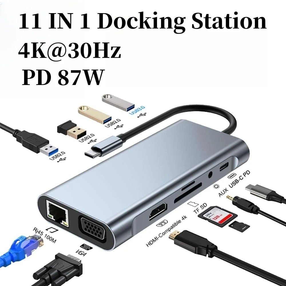 Usb C Docking Hub - Hub d'accueil 4/7/8/11 en 1, USB