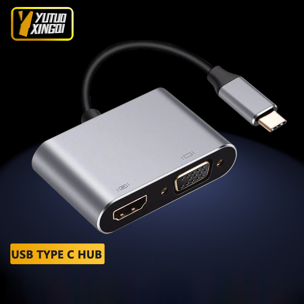Usb C Docking Hub - Adaptateur de station d'accueil 4-en-1 USB-C