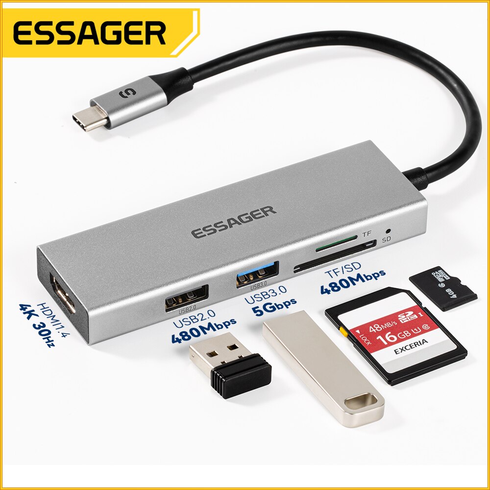 Essager 5 en 1 USB C HUB HDMI- - Usb C Docking Hub avis et prix